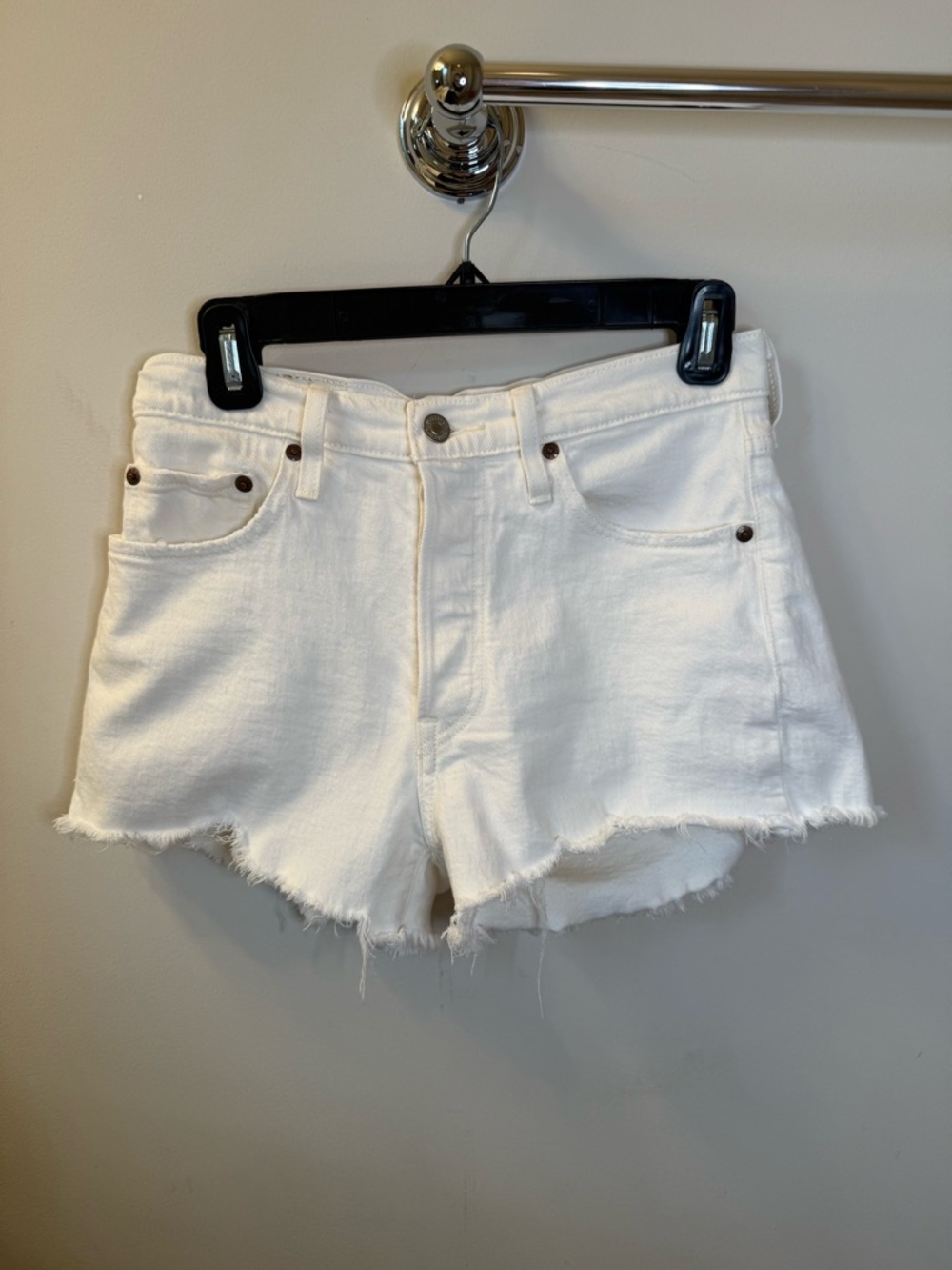 Levi's White Denim Cutoff Jean Shorts